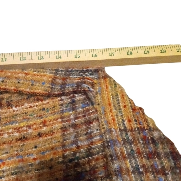 Pinkilicous Plaid Tan, Gold, Brown...Poncho Scarf with Fringe Neckline BoHo O/S - Picture 5 of 7